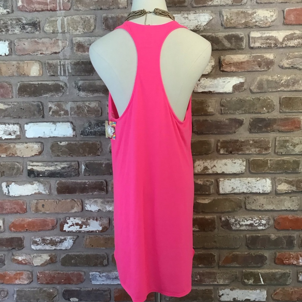 OP Women's Neon Pink Racerback Swim Coverup L NEW - Picture 4 of 7